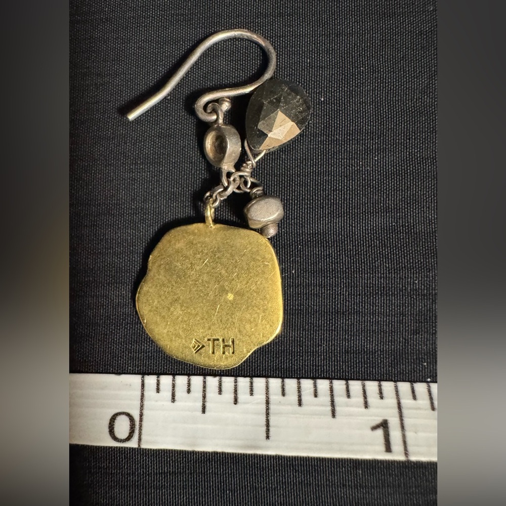 Silpada Sterling Silver Earrings: Brass Pyrite CZ “Perfect Composition “ - Picture 8 of 9